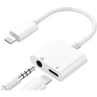 24.Se Adapter for lading og hodetelefoner - Lightning til 3,5 mm og Lightning-port for samtidig musikk og lading