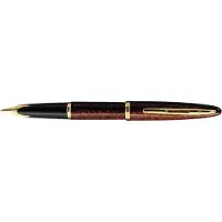 Waterman Carène Marine Amber Fountain Pen | Gloss Brown & Black with 23k Gold Clip | Fine Nib with Blue Ink Cartridge | Gift Box