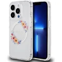 GUESS IML Flowers Wreatch MagSafe iPhone 15 Pro Max-etui - gjennomsiktig