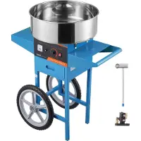 Vevor elektrisk sukkerspinnsmaskin med vogn, 1000W kommersiell sukkerspinnsmaskin med skål i rustfritt stål, sukkerskje og skuff, perfekt for hjemmet, barnebursdager, familiefester, blå