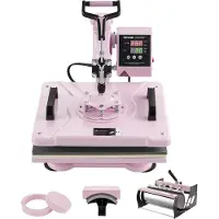Vevor Heat Press Machine 12x15 i 5 i 1 med 30oz Tumbler Press T-skjorter Rosa