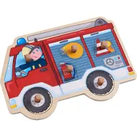 Haba Puslespill - 6 Brikker - Tre - Brannbil - - OneSize - Puslespill