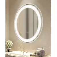 Vevor LED baderomsspeil, 60 cm LED rundt sminkespeil med frontbelysning og bakgrunnsbelysning, antiduggspeil med minne og lys, trinnløs temperaturdimbar speil i 3 farger, veggmontert