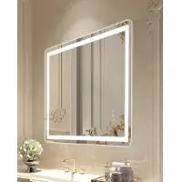 Vevor LED-baderomsspeil, 70 x 100 cm LED-sminkespeil med frontbelysning og bakgrunnsbelysning, antidugg-minnespeil med lys, trinnløs temperaturdimbar baderomsspeil i 3 farger, veggmontert