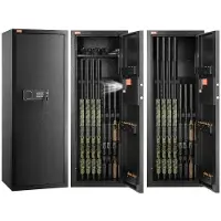 Vevor våpenskap for 6–8 rifler, riflesafe med lås og digitalt tastatur, høyt våpenskap med rask tilgang og avtakbar hylle, rifleskap for hjemmegevær og hagler