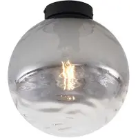 QAZQA Design taklampe sort med røykfarget glass - Pillon