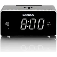 Lenco CR-550SI - Stereo FM Clock Radio with USB and Qi Wireless Smartphone charging - Silver - FM - Stereo - Hvit