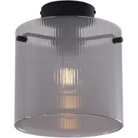 QAZQA Art Deco taklampe sort med røykglass - Laura