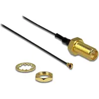 DeLOCK - Antennekabel - RP-SMA (hunn) til I-PEX (hann) - 20 cm - koaksial - grå