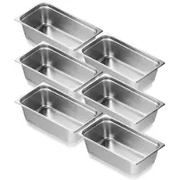 Vevor 6-pakning hotellpanner, full størrelse anti-jam damppanne, 0,8 mm tykk rustfritt stål restaurant dampbordpanne, 6-tommers dyp kommersiell bordpanne, catering oppbevaringsmatpanne, for industri o