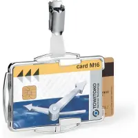 Durable RFID SECURE DUO - Navneskiltholder - for 54 x 87 mm - klips - metallic sølv (en pakke 10)