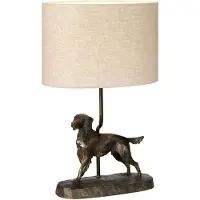 ELSTEAD Rufus bordlampe, bronse-patina/creme, lin, harpiks