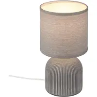 Briloner Bordlampe Ino, grå, høyde 28 cm, E14, keramikk, tekstil