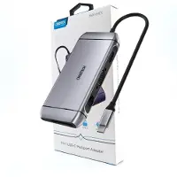 Choetech 9in1 USB Type C HUB - 3x USB 3.2, SD/TF reader, HDMI 4K, VGA FHD, USB C, RJ45 grå
