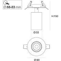 The Light Group SLC LED innfelt spot Art, 1 lyskilde, hvit, 3000 K, aluminium