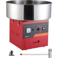 Vevor elektrisk sukkerspinnsmaskin, 1000W sukkerspinnsmaskin, kommersiell sukkerspinnsmaskin med skål i rustfritt stål, sukkerskje og skuff, perfekt for barnebursdager hjemme, familiefester, rød