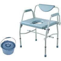 Vevor Toalettstol, nattbordsstol med nedfellbare armlener og avtakbar ryggstøtte, justerbar høyde i 5 nivåer, 7 liters avtakbar bøtte, enkel å montere, 1000 kg kapasitet, bærbart toalett for voksne og