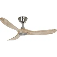 CasaFan Takvifte ECO GENUINO, krom/lyst tre Ø 122 cm, stillegående