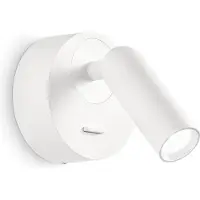 Ideal Lux LED-veggspot Bean Rund, hvit, metall, svingbar