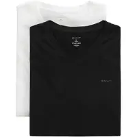 Gant for man. 900012018 Set 2 V-neck T-shirts black, white (L), Casual, Cotton, Short sleeve