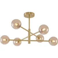 QAZQA Moderne taklampe messing med gult glass 6 lys - Ryan