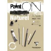 Clairefontaine Paint-On Blok A3 250gram 30 arkbrunt/naturel papir, multi teknik, toplimet
