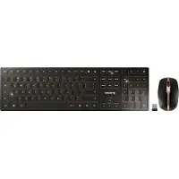 Cherry DW 9100 SLIM - Tastatur- og mussett - trådløs - 2.4 GHz, Bluetooth 4.2 - QWERTY - USA med eurosymbol - tastsvitsj: SX - svart/bronse