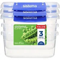 Sistema Matboks - Square Clip it Plus - 3-pack - 1.15 l - Blå - - OneSize - Matboks