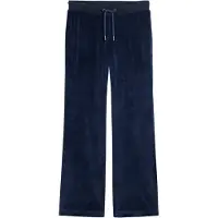 Superdry for woman. W7011203A Navy wide-leg velour joggers (L), Casual, Cotton