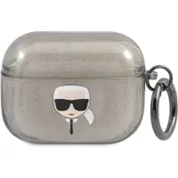 Karl Lagerfeld Glitter Karl's Head-etui for AirPods Pro - Svart