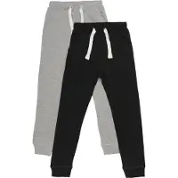 Minymo Joggebukser - 2-pack - Svart/Grå Melert - - 12 år (152) - Joggebukse