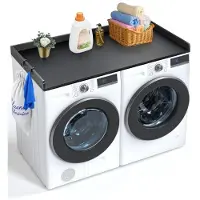 Vevor benkeplate til vaskemaskin/tørketrommel, 136 x 61 cm benkeplate i tre til vaskemaskin og tørketrommel, vannavstøtende deksel til vaskemaskin med sklisikre puter, for organisering og oppbevaring