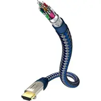 Inakustik in-akustik Premium High Speed HDMI Cable With Ethernet - HDMI-kabel med Ethernet - HDMI hann til HDMI hann - 2 m - trippel beskyttelse - blå, sølv - 4K-støtte