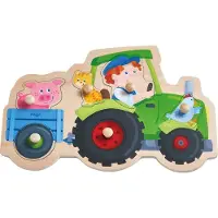 Haba Puslespill - 6 Brikker - Tre - Traktor - - OneSize - Puslespill