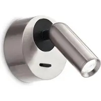 Ideal Lux LED-veggspot Bean, Ø 7 cm, nikkelfarget metall
