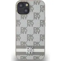 DKNY Pu Leather Checkered Pattern And Stripe Iphone 14 Telefondeksel