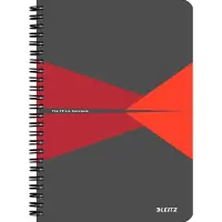 Leitz Office - Notisbok - spiralbundet - A5 - 90 ark / 180 sider - rutet - rød - kartong