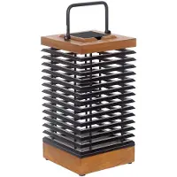 LES JARDINS LED-solcellelykt Tekura, teak/grå, 46,5 cm