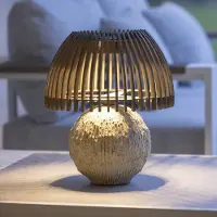 LES JARDINS LED-bordlampe Alba, grå/beige, høyde 41 cm
