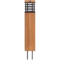 LES JARDINS LED-solcellelampe Tekura, teak/grå, 75 cm
