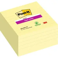 Post-It Super Sticky Large Notes, Canary Yellow, 6 linj. blokke, 101mm x 101mm