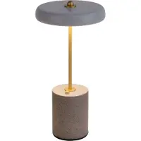 Näve LED-bordlampe Seta, batteri, sement, grå skjerm