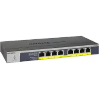 Netgear GS108PP - Switch - 8 x 10/100/1000 (PoE+) - stasjonær, rackmonterbar, veggmonterbar - PoE+ (123 W) - DC-strøm