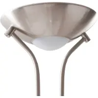 LINDBY LED-gulvlampe Josefin, nikkel, leselampe, dimbar
