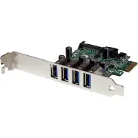 StarTech.com Startech 4-Port PCI Express SuperSpeed USB 3.0 Controller Card with UASP - USB 3.0 Expansion Card with SATA Power (PEXUSB3S4V) - USB-adapter - PCI Express x1 - USB 3.0 x 4 - for P/N: BNDTB10GI, BNDTB