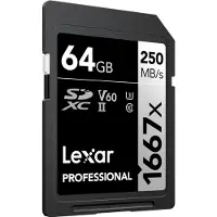 Lexar Professional - Flashminnekort - 64 GB - Video Class V60 / UHS-II U3 / Class10 - 1667x - SDXC UHS-II