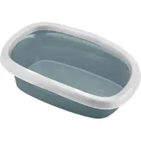 Kerbl Cat litter tray, with rim, 38 × 17 × 58 cm, blue/white