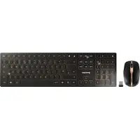 Cherry DW 9100 SLIM - Tastatur- og mussett - trådløs - 2.4 GHz, Bluetooth 4.2 - QWERTY - Storbritannia - tastsvitsj: SX - svart/bronse