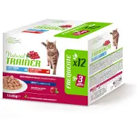 NATURAL TRAINER 38 + 10 gratis! 48 x 85 g Adult mikspakke - 2 x (24 x 85 g) Adult, blandet pakke: kylling & laks