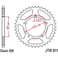 JT Sprockets Jtr 911 Bakre Tannhjul
